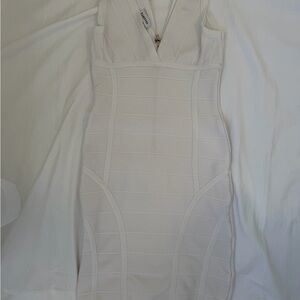 Bebe White Bandage V-Neck Mini Dress